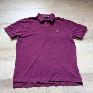 Polo Ralph Lauren Blue Label Mens Custom Fit Pony Logo Polo Shirt Large Plum